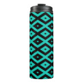 Turquoise and black diamond pattern thermosbeker (Voorkant)