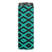 Turquoise and black diamond pattern thermosbeker (Achterkant)