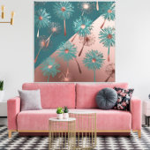  Turquoise and Copper Dandelions Canvas Afdruk (Insitu (Woonkamer))
