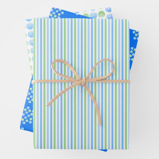 Turquoise and Green Scallop Shells Inpakpapier Vel (In situ)