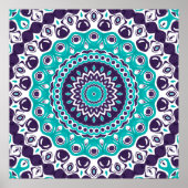 Turquoise and Purple Modern Mandala Pattern Poster (Voorkant)