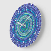 Turquoise and teal blue mandala grote klok (Hoek)