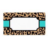 Turquoise Animal Leopard Print Labels (Voorkant)
