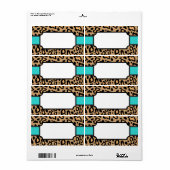Turquoise Animal Leopard Print Labels (Full Sheet)