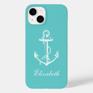 Turquoise  ankermonogram Case-Mate iPhone 14 hoesje