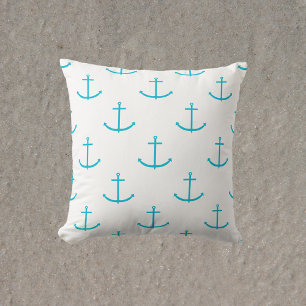 turquoise ankerpatroon kussen