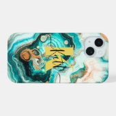 Turquoise Aqua Agate Golden Custom Monogramme mode (Verso Horizontal)