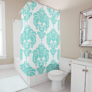 Turquoise Aqua Blauwe & Witte Koninklijke Glam Dam Douchegordijn