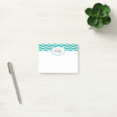 Turquoise Aqua Blauwgroen Chevron Name Monogrammed Post-it® Notes (Kantoor)