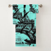 turquoise aqua blauwgroen scripts Paris Eiffel Tow Bad Handdoek (Insitu)