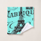 turquoise aqua blauwgroen scripts Paris Eiffel Tow Bad Handdoek (Wasdoekje)