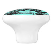 turquoise aqua blauwgroen scripts Paris Eiffel Tow Keramische Knop (Zijkant)