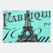 turquoise aqua blauwgroen scripts Paris Eiffel Tow Theedoek (Horizontaal)