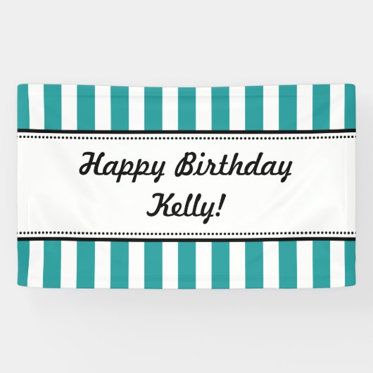 Turquoise Aqua Bleu Blanc Bannière Anniversaire Ba (Horizontal)