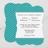 Turquoise Aqua Blue Chevron Invitations de mariage (Devant / Derrière)