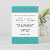 Turquoise Aqua Blue Chevron Invitations de mariage (Debout devant)