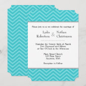 Turquoise Aqua Blue Chevron Wedding Invitations (Devant / Derrière)