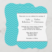 Turquoise Aqua Blue Chevron Wedding Invitations (Devant / Derrière)