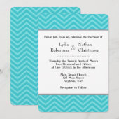Turquoise Aqua Blue Chevron Wedding Invitations (Devant / Derrière)