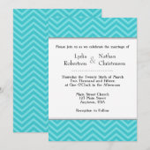 Turquoise Aqua Blue Chevron Wedding Invitations (Devant / Derrière)