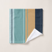 Turquoise Aqua Blue et Gold Stripes (Gant de toilette)