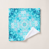 Turquoise Aqua Blue Floral (Gant de toilette)