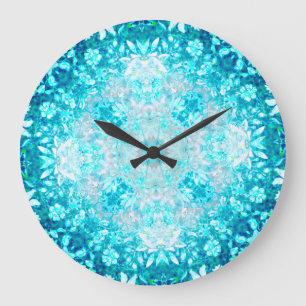 Turquoise Aqua Blue Floral Pattern Grote Klok