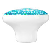 Turquoise Aqua Blue Floral Pattern Keramische Knop (Zijkant)
