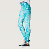 Turquoise Aqua Blue Floral Pattern Leggings (Links)
