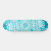 Turquoise Aqua Blue Floral Pattern Skateboard (Horizontaal)