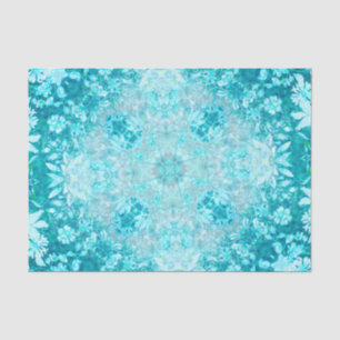 Turquoise Aqua Blue Floral Pattern Tissuepapier