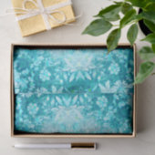 Turquoise Aqua Blue Floral Pattern Tissuepapier (Geschenk)
