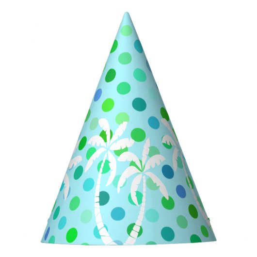 Turquoise Aqua Blue Lime Green Polkadots Pattern Feesthoedjes (Voorkant)