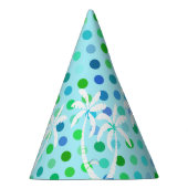 Turquoise Aqua Blue Lime Green Polkadots Pattern Feesthoedjes (Rechts)