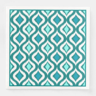 Turquoise Aqua Blue Retro Chic Ikat Drups Patroon Servetten