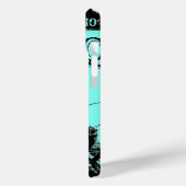 turquoise aqua blue scripts Paris Eiffeltoren Case-Mate iPhone Case (Achterkant / Links)