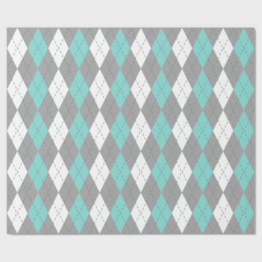 Turquoise Aqua Charcoal DK Grijs Whats XL Argyle Cadeaupapier (Vlak)