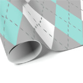 Turquoise Aqua Charcoal DK Grijs Whats XL Argyle Cadeaupapier (Rol Hoek)