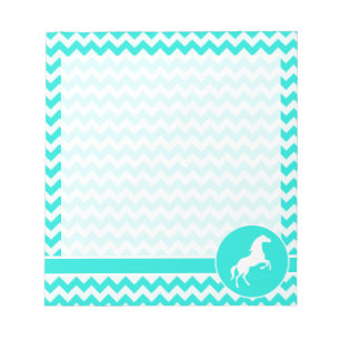 Turquoise, Aqua Color Chevron; Equestrian Notitieblok