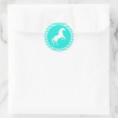 Turquoise, Aqua Color Chevron; Equestrian Ronde Sticker (Tas)