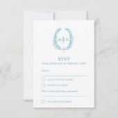 Turquoise aqua feuille argent monogramme RSVP mari (Dos)