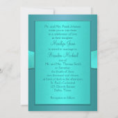 Turquoise, Aqua Floral II Monogramme Faire-part de (Dos)