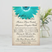 Turquoise Aqua Gerber Daisy Invitations de mariage (Debout devant)