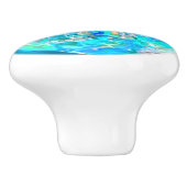 Turquoise Aqua Glass Effect Vortex Pattern Keramische Knop (Zijkant)