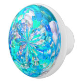 Turquoise Aqua Glass Effect Vortex Pattern Keramische Knop (Rechts)