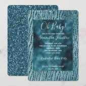 Turquoise Aqua Glitter Luipaardprint Kaart (Voorkant / Achterkant)