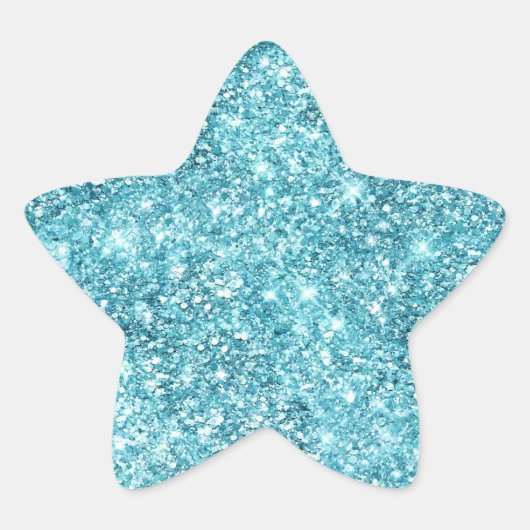 Turquoise Aqua Glitter Ster Sticker (Voorkant)