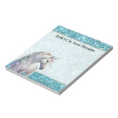 Turquoise Aqua Glitz Glitter Eenhoorn Notitieblok (Gedraaid)