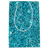 Turquoise Aqua Glitzy Sparkle Glitter Medium Cadeauzakje (Voorkant)