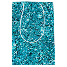 Turquoise Aqua Glitzy Sparkle Glitter Medium Cadeauzakje